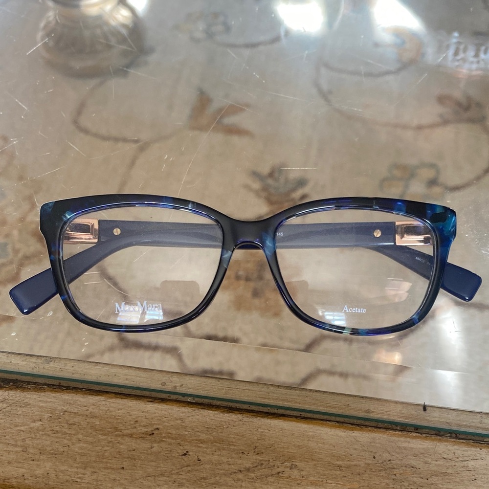 MaxMara Blue and Gold Frame Glasses - New